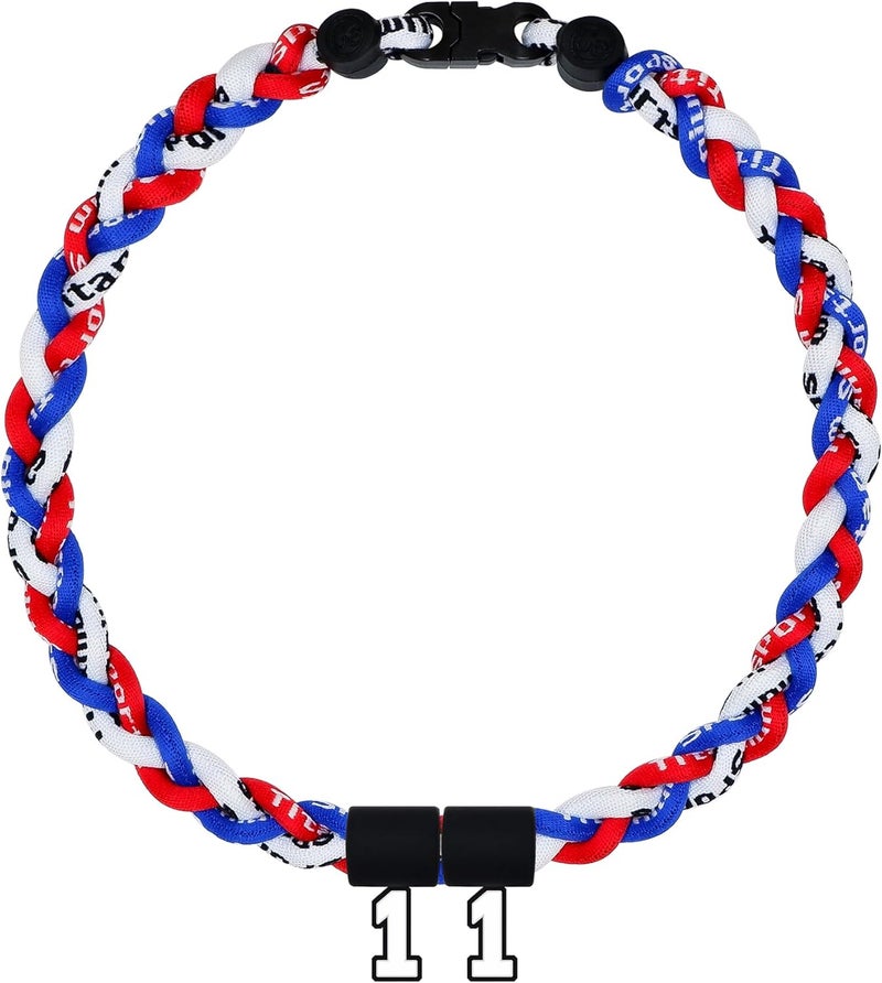 SUPBOMM Baseball Rope Necklaces, League Team Colors Braided Necklace with Number Pendant, Baseball Team Gifts - Image 1